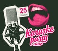 Banner for karaoke party with a singing mouth