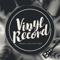 Vector music poster with old vinyl record Royalty Free Stock Photo