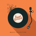 Music poster with vinyl record and player Royalty Free Stock Photo