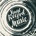 Vector music poster with vinyl record and player Royalty Free Stock Photo