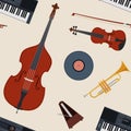 Vector music seamless pattern. Music theme color background Royalty Free Stock Photo