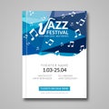 Vector musical flyer Jazz festival. Music background festival brochure flyer template Royalty Free Stock Photo