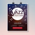 Vector musical flyer Jazz festival. Music concert poster background festival brochure flyer template Royalty Free Stock Photo