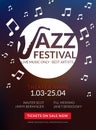 Vector musical flyer Jazz festival. Music poster background festival banner or flyer template. Royalty Free Stock Photo