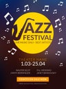 Vector musical flyer Jazz festival. Music poster background festival banner or flyer template. Royalty Free Stock Photo