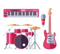 Vector musical instruments flat icons for music group Royalty Free Stock Photo