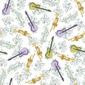 Vector Musical Instruments Seamless Pattern Royalty Free Stock Photo