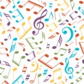 Vector musical pattern with notes. Vector illustration.