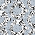 Vector musical pattern with notes. Vector illustration.