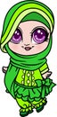 Vector - muslim girl with smile happy , cartoon