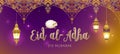 Muslim holiday Eid al-Adha card. Happy sacrifice celebration