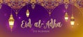 Muslim holiday Eid al-Adha card. Happy sacrifice celebration