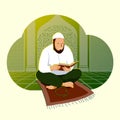 Vector of a muslim man is reciting at the mosque Royalty Free Stock Photo