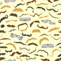 Vector mustache silhouette seamless pattern