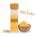 Vector mustard illustration isolated in cartoon style. Spanish name