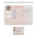 Vector Myanmar international passport visa sticker template in flat style