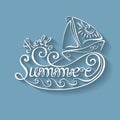 Vector Name of Season of the Year, Hello Summer Inscription with