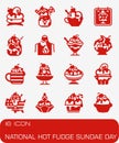 Vector National Hot Fudge Sundae Day icon set