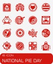 Vector National Pie Day icon set Royalty Free Stock Photo