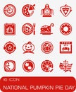 Vector National Pumkin Pie Day icon set