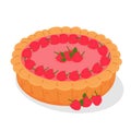 Vector of the National Raspberry Cream Pie Day. a whole sweet raspberry cake