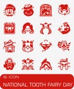 Vector National Tooth Fairy Day icon set