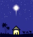 Vector Nativity Scene Christmas Background. Bethlehem Star. Royalty Free Stock Photo