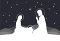 Vector nativity scene. Mary with Jesus, and Joseph silhouette Royalty Free Stock Photo