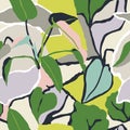 Vector nature inspired botanical art illustration seamless repeat pattern