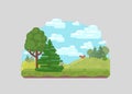 Vector nature landscape background. Cute simple cartoon style