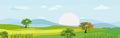 Vector nature Landscape panorama with mountain countryside view abstract background illustration Royalty Free Stock Photo