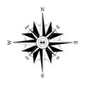 Vector nautical compass silhouette. Navigation map sign. Wind rose icon. Horizon sides: north south west east