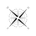 Vector nautical compass silhouette. Navigation map sign. Wind rose icon. Horizon sides: north south west east