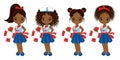 Vector Nautical Little African American Girls with Buoys