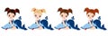 Vector Nautical Little Girls with Whales