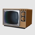 Vector neat accurate illustration of Old vintage black and white TV set in a wooden case. Realistic retro old TV on white Royalty Free Stock Photo