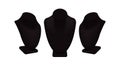 Vector necklace displays set for jewelry. Black mannequin stand for jewelry