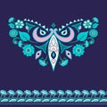 Vector neckline and border in ethnic indian style. Neck print with geometric and floral ornament. Paisley decorative pattern Royalty Free Stock Photo