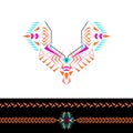 Vector neckline and borders design for fashion. Ethnic tribal neck print. Chest embellishment in boho style Royalty Free Stock Photo