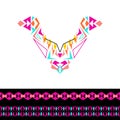 Vector neckline and borders design for fashion. Ethnic tribal neck print. Chest embellishment in boho style Royalty Free Stock Photo