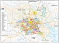 Vector neighborhood map of the Texas city of Houston, United States Royalty Free Stock Photo