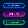 Vector neon button for web design. Royalty Free Stock Photo
