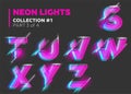 Vector Neon Character Typeset. Glowing Letters on Dark Royalty Free Stock Photo