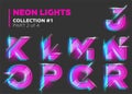 Vector Neon Character Typeset. Glowing Letters on Dark Royalty Free Stock Photo
