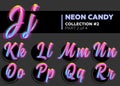 Vector Neon Character Typeset. Glowing Letters on Dark