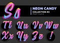 Vector Neon Character Typeset. Glowing Letters on Dark Royalty Free Stock Photo