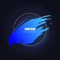 Vector neon color brush lliquid stroke banner template. Colorful abstract blue to cian gradient hand drawn energy splash isolated