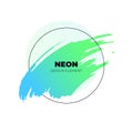 Vector neon color brush stroke banner template. Colorful abstract blue to green gradient hand drawn splash isolated on white Royalty Free Stock Photo