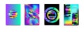 Vector neon colorful glitch effect poster set.Modern Tv distortion effect.Abstract circle geometric background effect.Banner desig
