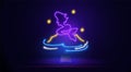 Vector neon drawing of a fantastic sea mermaid sitting on a rock. Decorative graphic illustration of a fairy mermaid